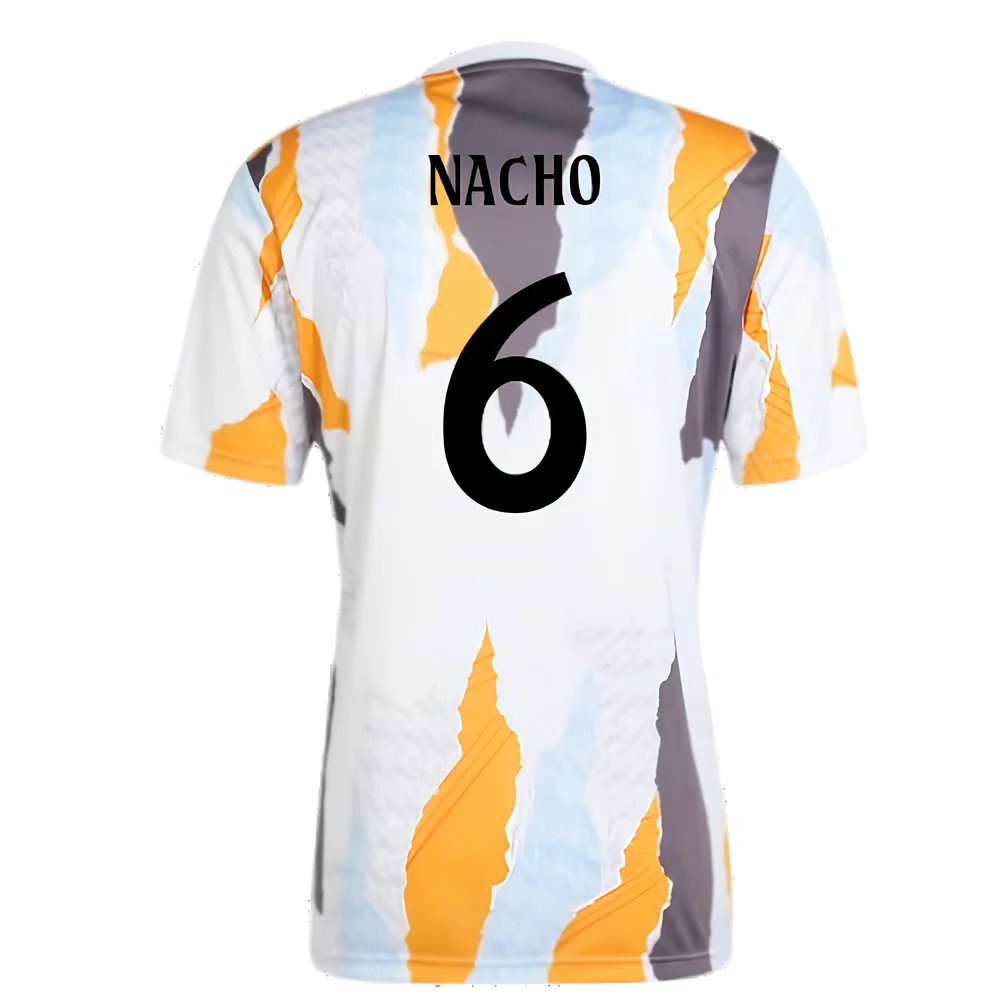2024-2025 Real Madrid Pre-Match Shirt (White/Crew Orange) (Nacho 6)