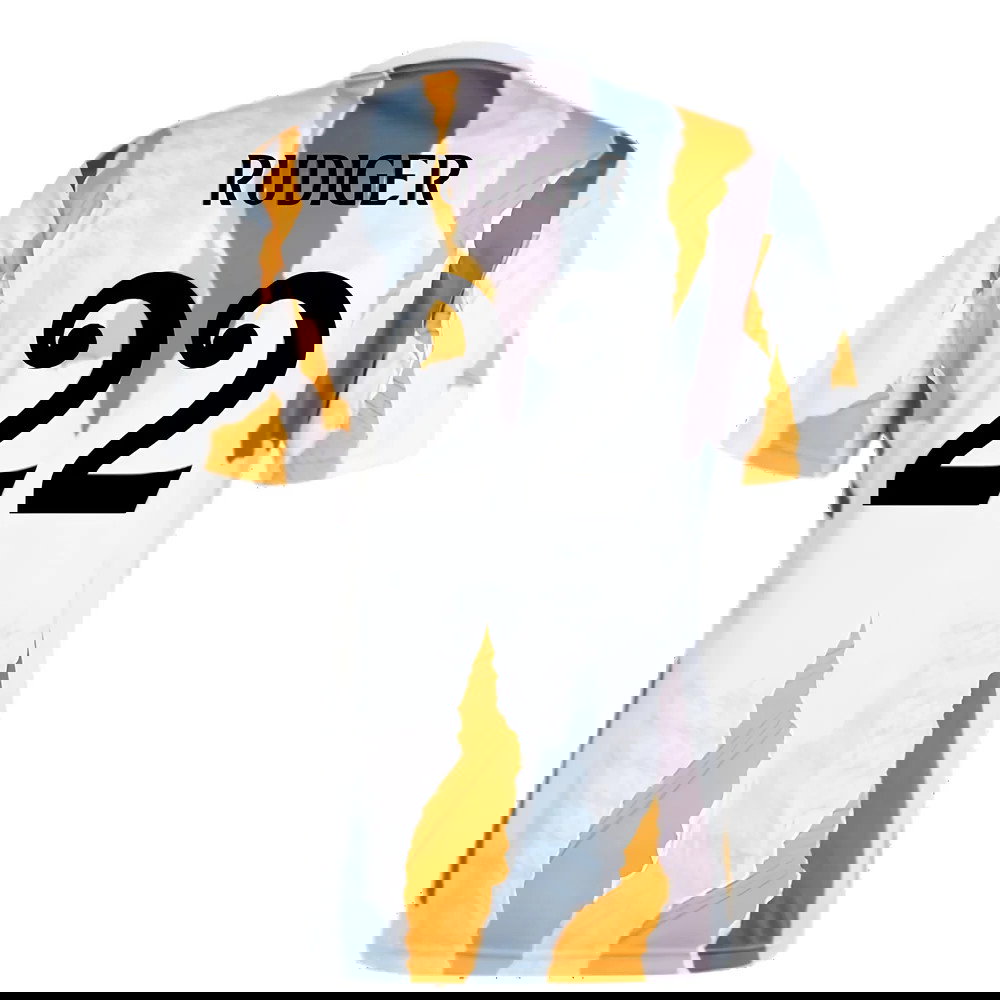 2024-2025 Real Madrid Pre-Match Shirt (White/Crew Orange) (Rudiger 22)