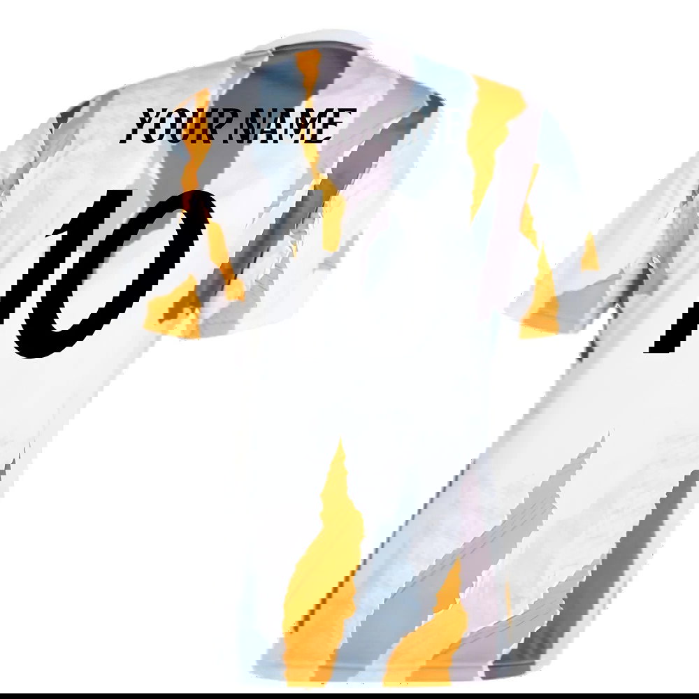 2024-2025 Real Madrid Pre-Match Shirt (White/Crew Orange) (Your Name)