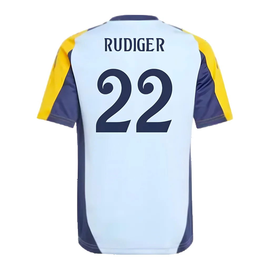 2024-2025 Real Madrid Training Shirt (Glow Blue) - Kids (Rudiger 22)
