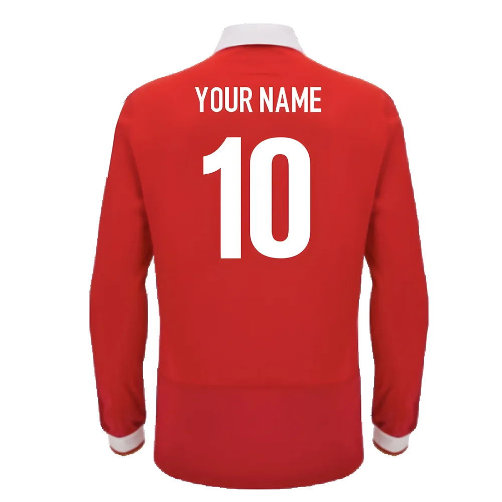 2024-2025 Wales WRU Home LS Cotton Rugby Shirt (Your Name)
