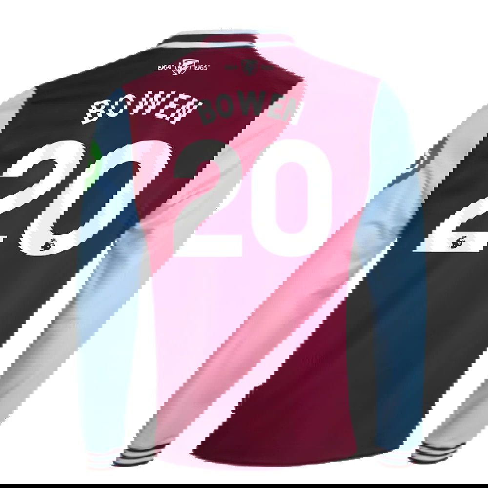 2024-2025 West Ham Long Sleeve Home Shirt (Kids) (Bowen 20)