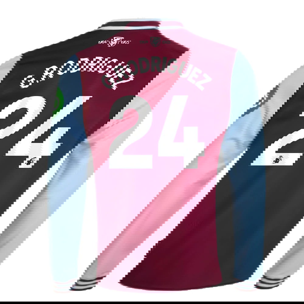 2024-2025 West Ham Long Sleeve Home Shirt (Kids) (G.Rodriguez 24)