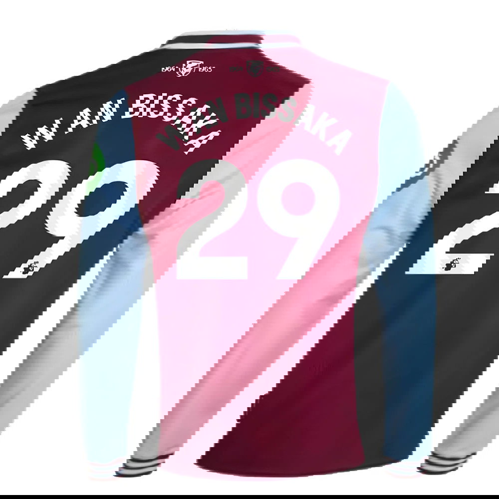 2024-2025 West Ham Long Sleeve Home Shirt (Kids) (Wan Bissaka 29)