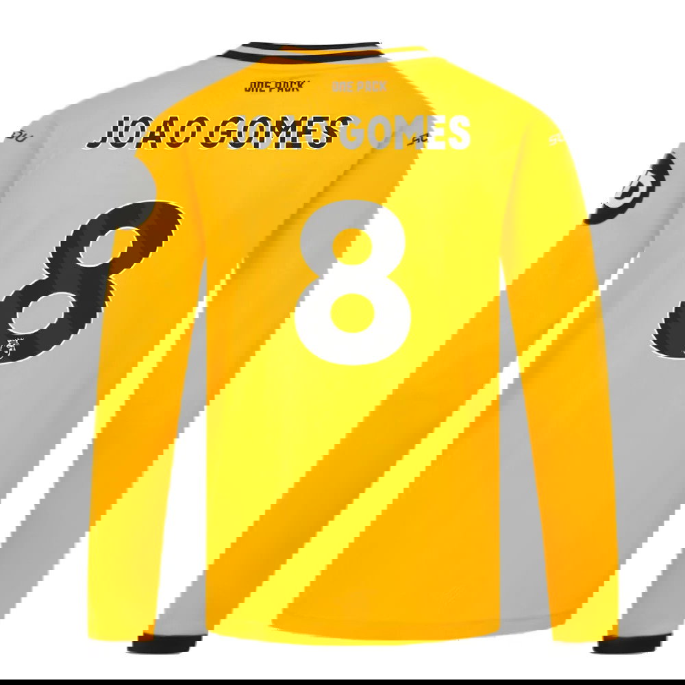 2024-2025 Wolves Long Sleeve Home Shirt (Kids) (Joao Gomes 8)