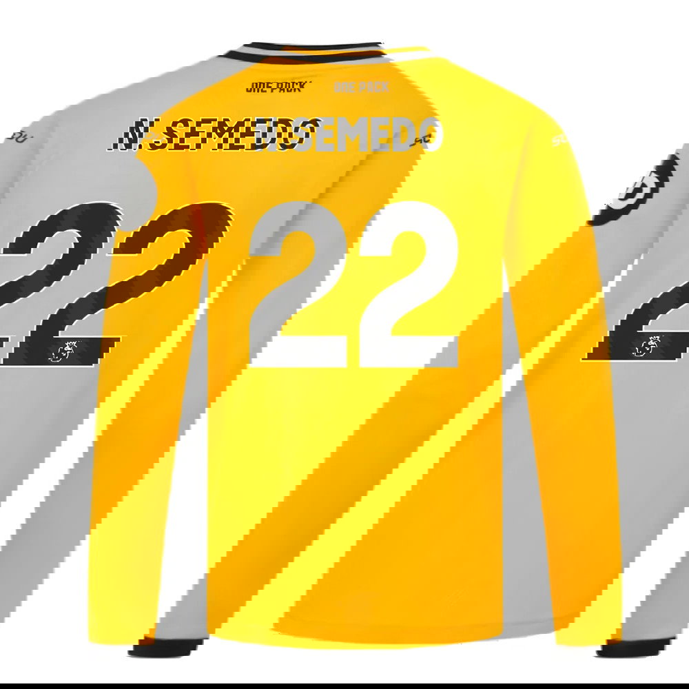 2024-2025 Wolves Long Sleeve Home Shirt (Kids) (N.Semedo 22)