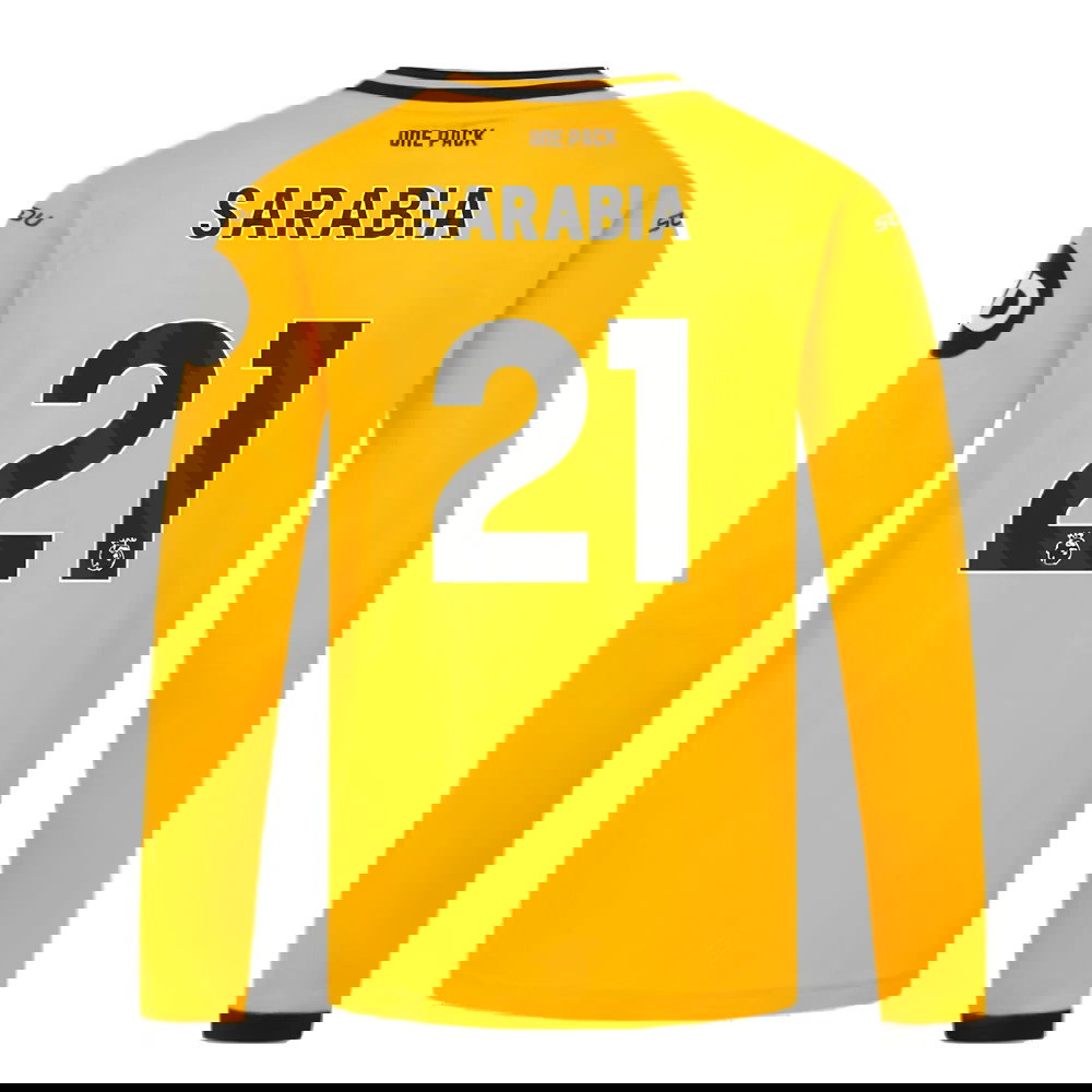 2024-2025 Wolves Long Sleeve Home Shirt (Kids) (Sarabia 21)