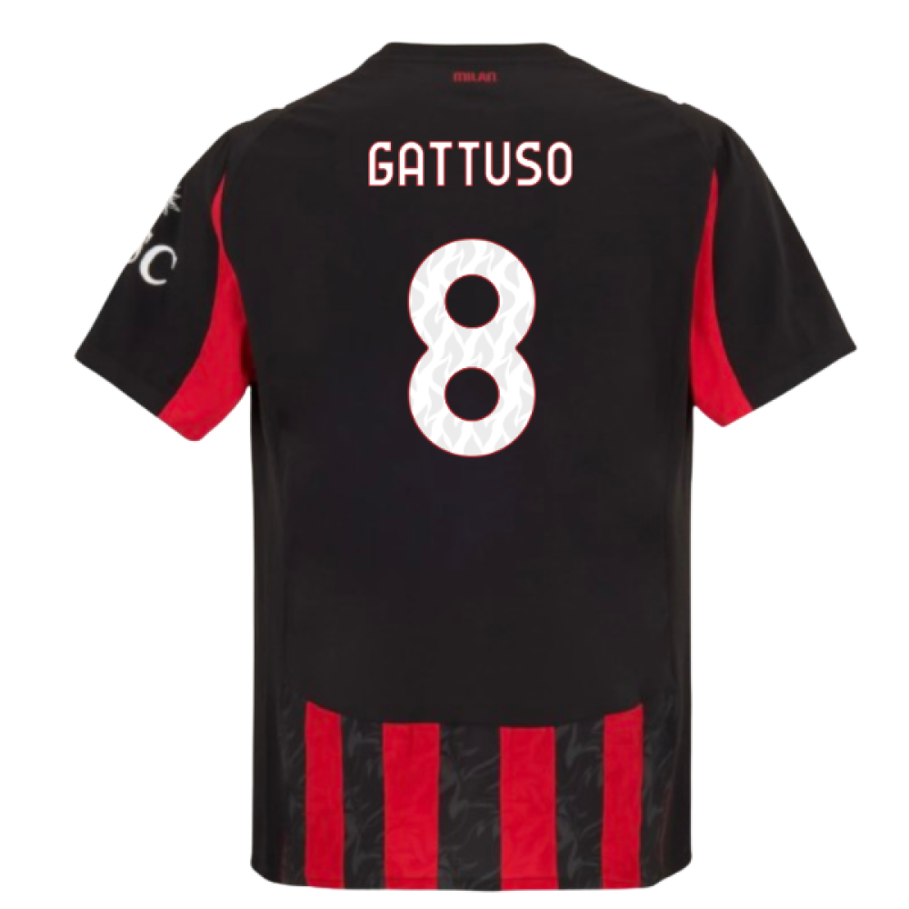 2025-2026 AC Milan Authentic Home Shirt (Gattuso 8)