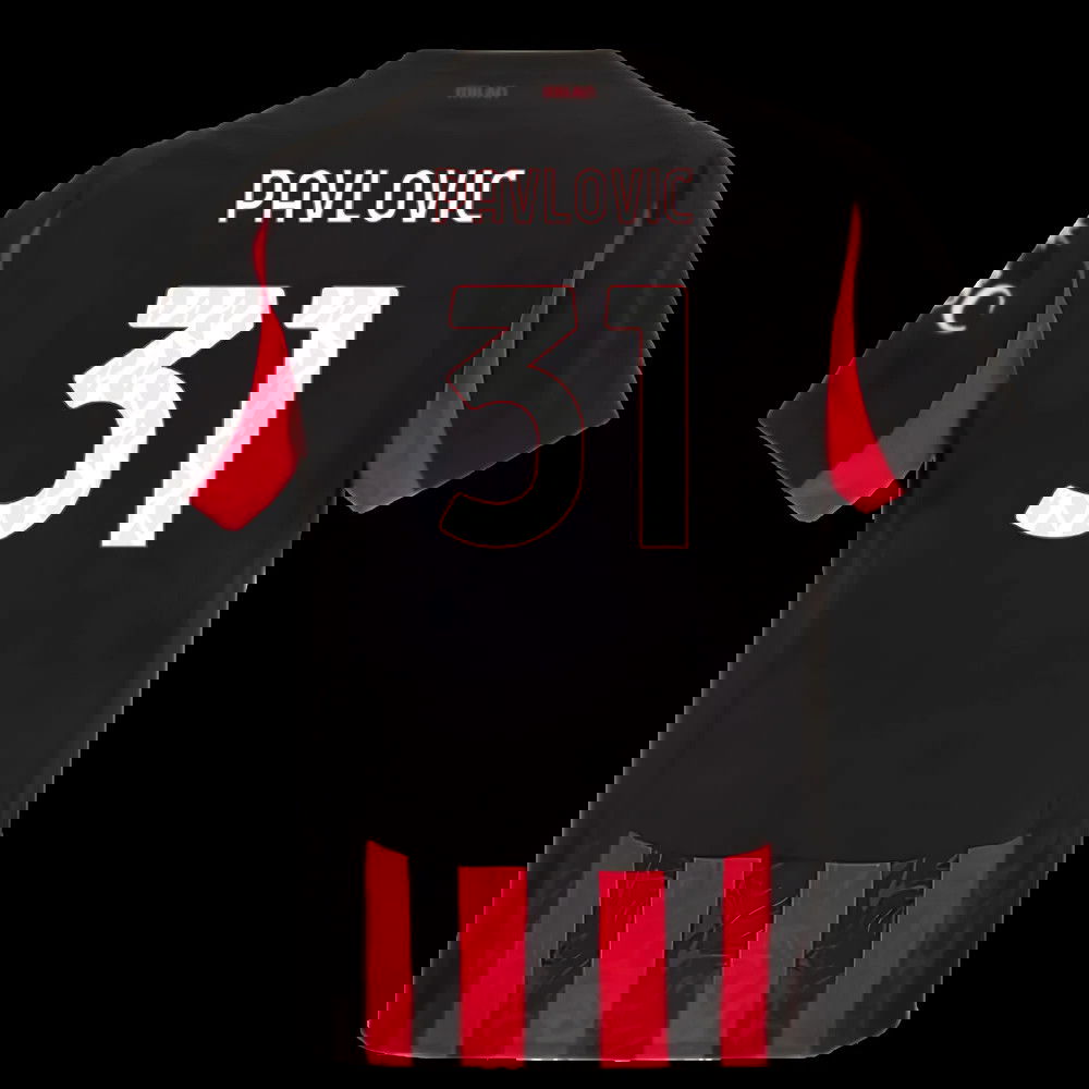 2025-2026 AC Milan Authentic Home Shirt (Pavlovic 31)
