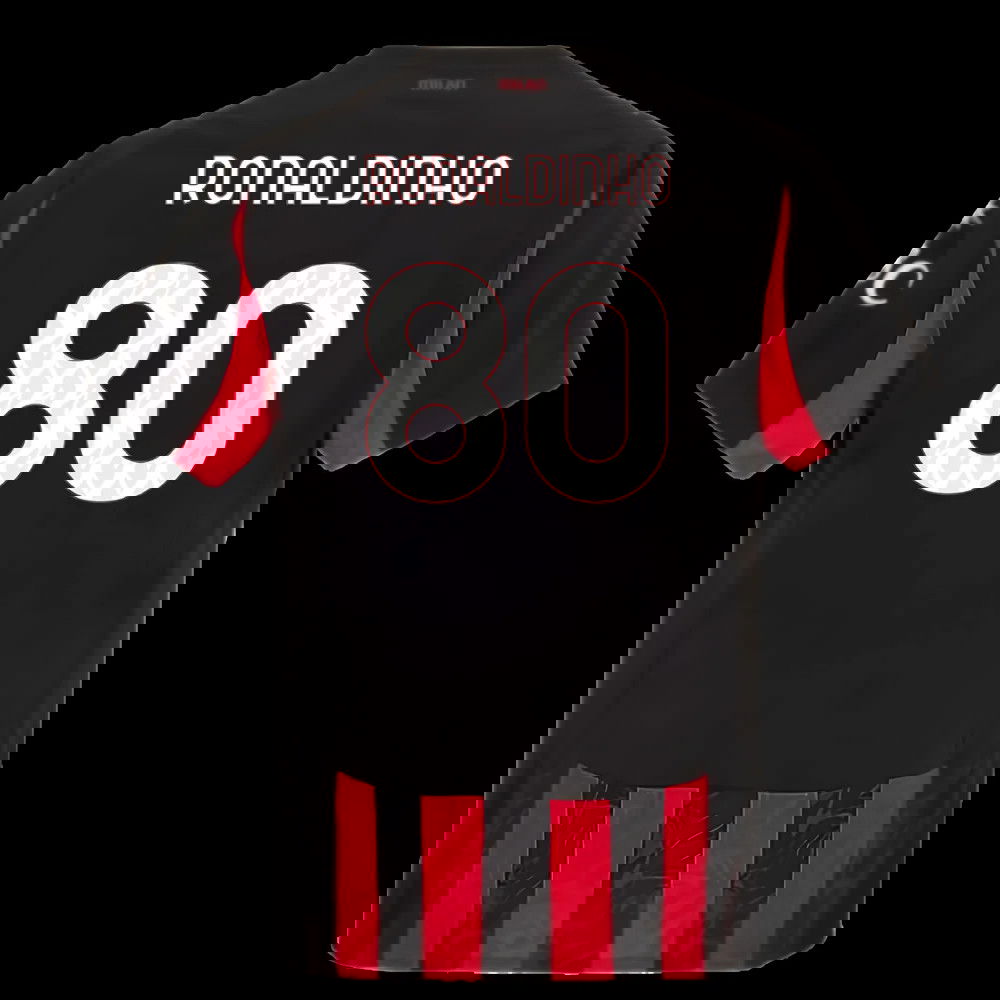 2025-2026 AC Milan Authentic Home Shirt (Ronaldinho 80)