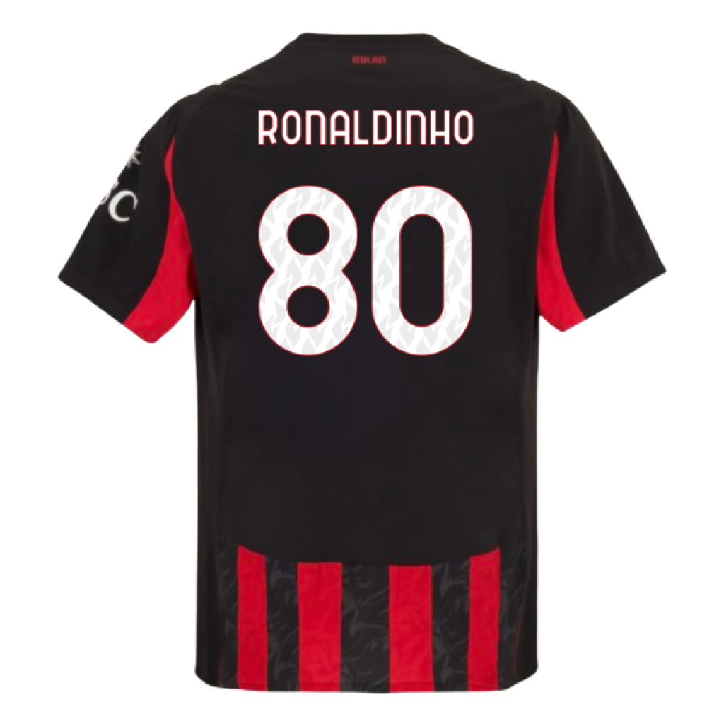 2025-2026 AC Milan Authentic Home Shirt (Ronaldinho 80)