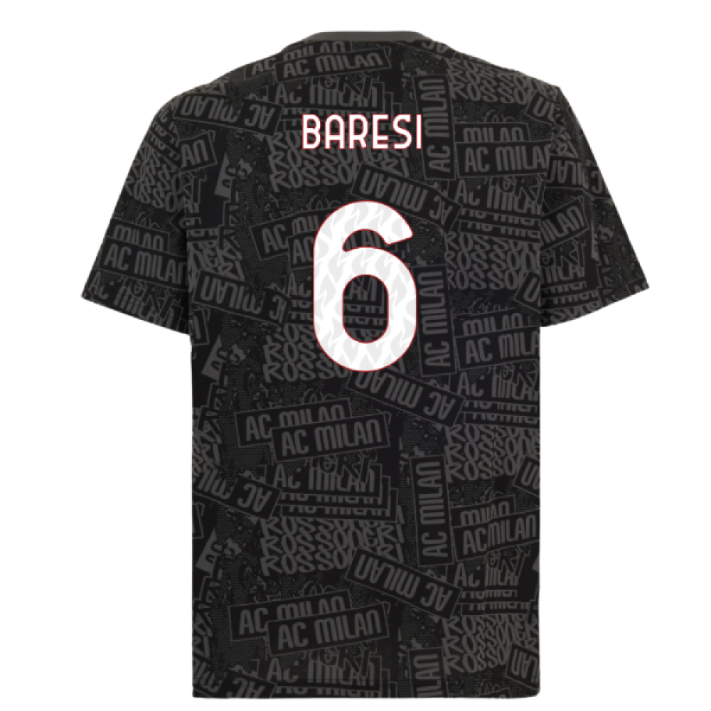 2025-2026 AC Milan ftblCulture Tee AOP (Black) (Baresi 6)
