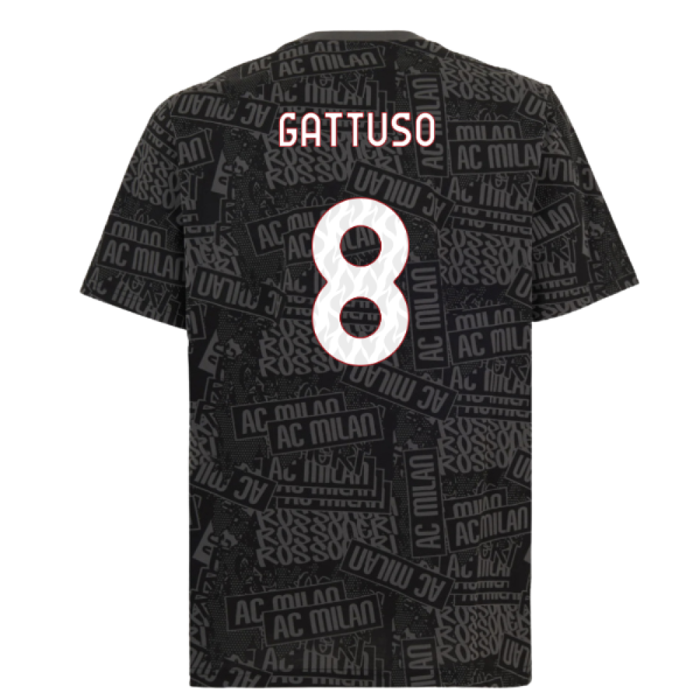 2025-2026 AC Milan ftblCulture Tee AOP (Black) (Gattuso 8)