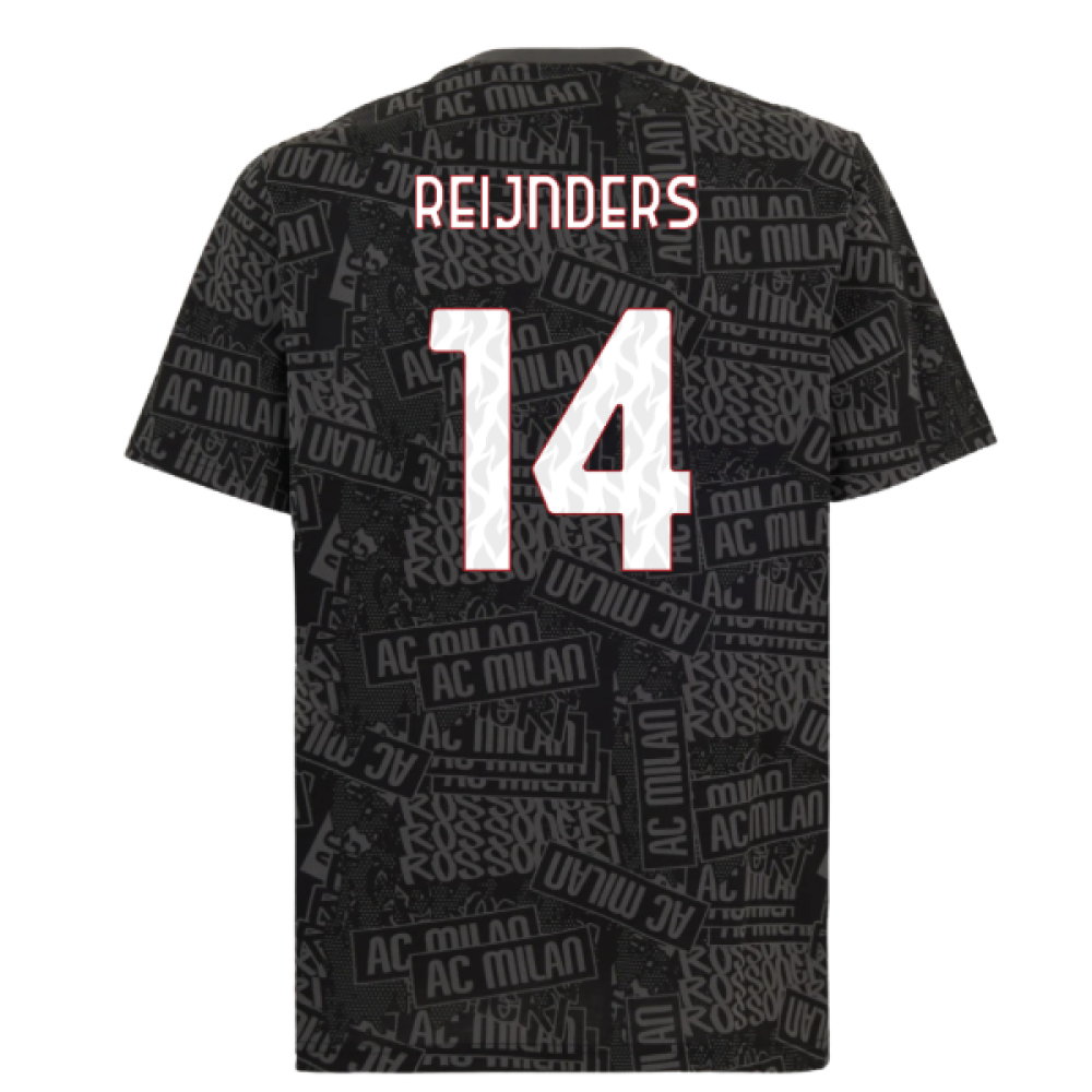 2025-2026 AC Milan ftblCulture Tee AOP (Black) (Reijnders 14)