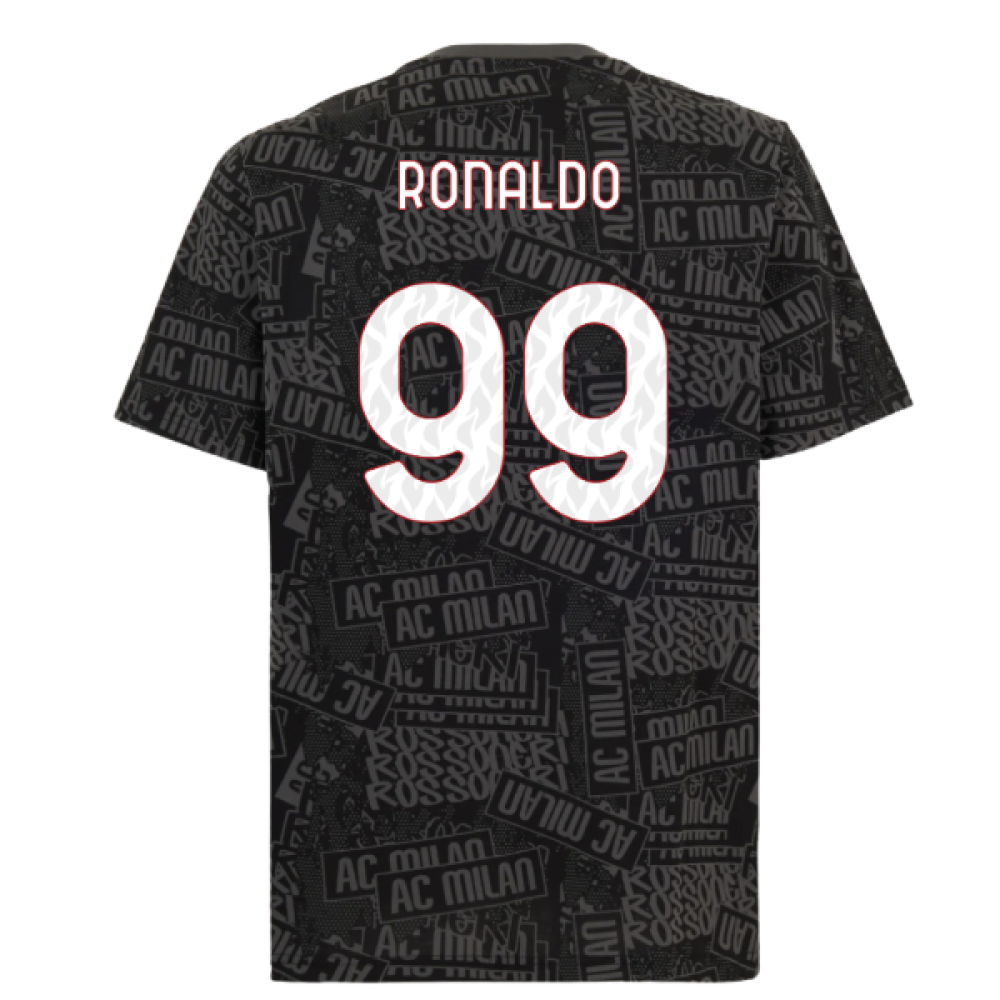 2025-2026 AC Milan ftblCulture Tee AOP (Black) (Ronaldo 99)