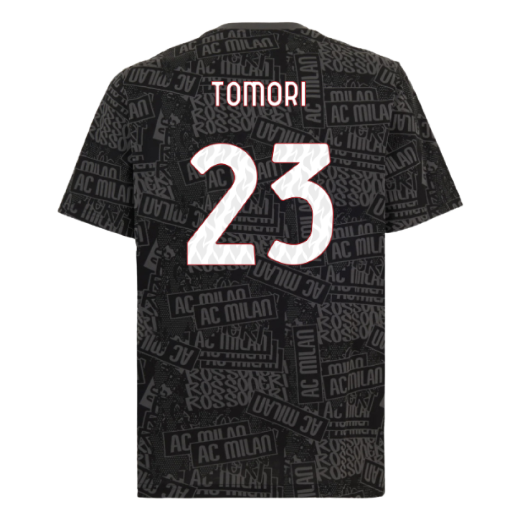 2025-2026 AC Milan ftblCulture Tee AOP (Black) (Tomori 23)