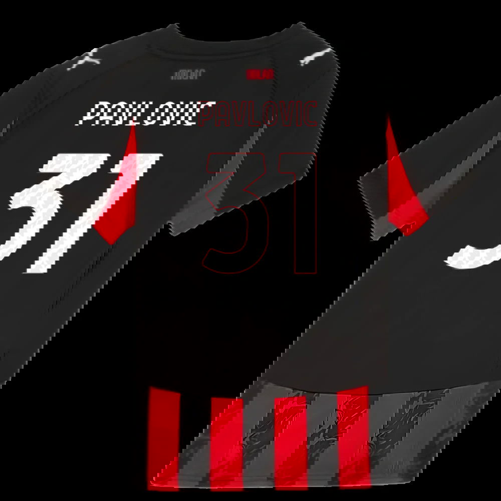 2025-2026 AC Milan Home Shirt (Kids) (Pavlovic 31)