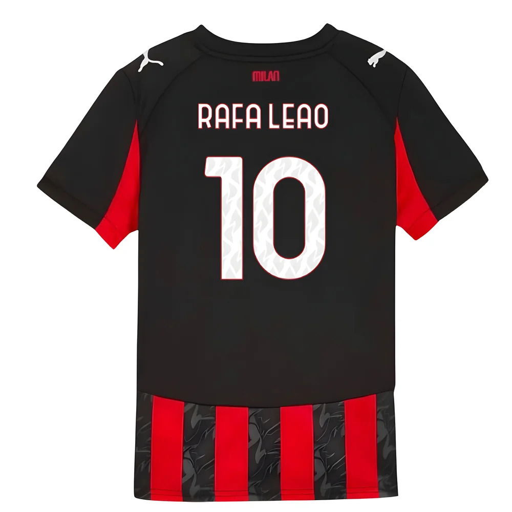 2025-2026 AC Milan Home Shirt (Kids) (Rafa Leao 10)