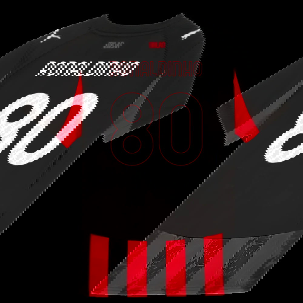 2025-2026 AC Milan Home Shirt (Kids) (Ronaldinho 80)