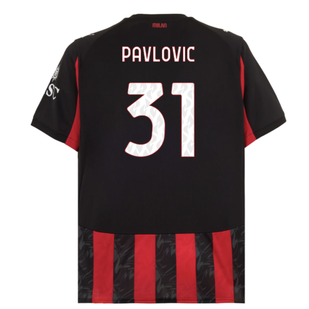 2025-2026 AC Milan Home Shirt (Pavlovic 31)
