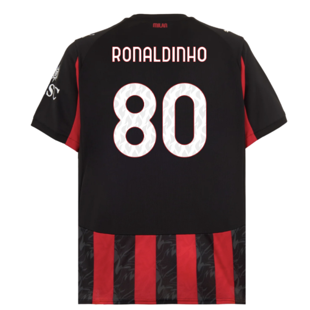 2025-2026 AC Milan Home Shirt (Ronaldinho 80)
