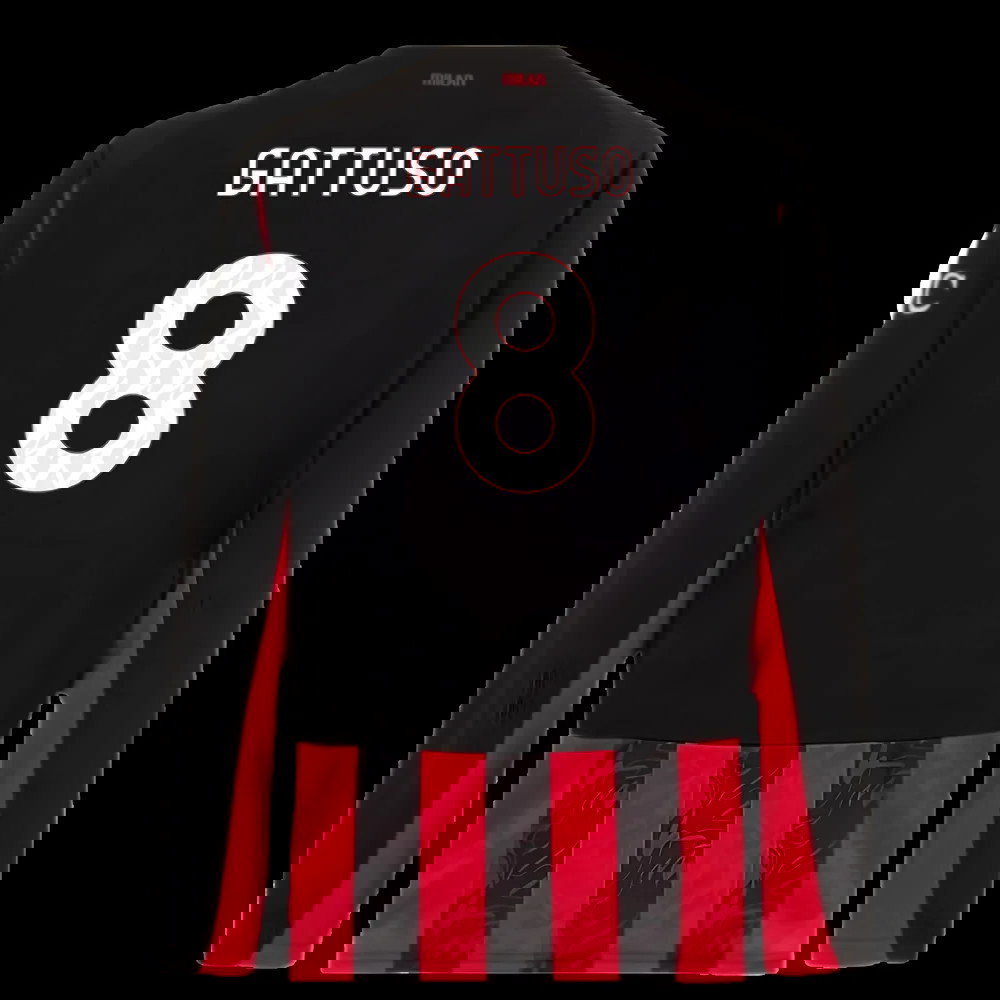 2025-2026 AC Milan Long Sleeve Home Shirt (Gattuso 8)