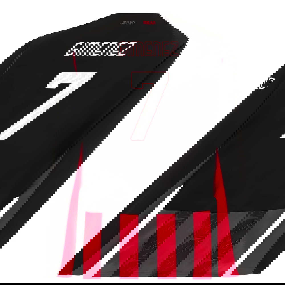 2025-2026 AC Milan Long Sleeve Home Shirt (Gimenez 7)