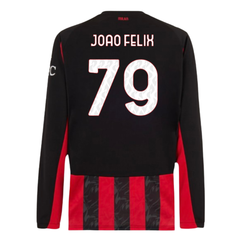 2025-2026 AC Milan Long Sleeve Home Shirt (Joao Felix 79)