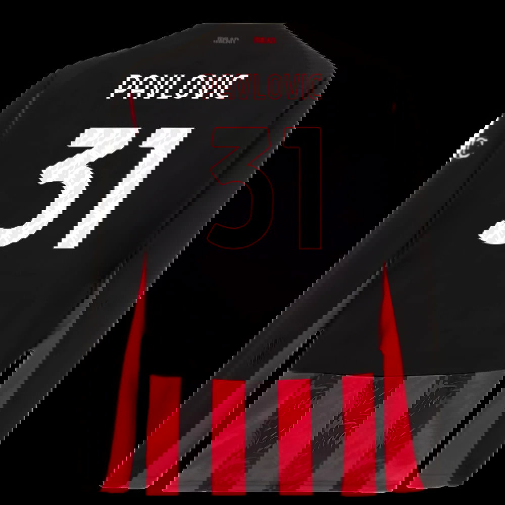 2025-2026 AC Milan Long Sleeve Home Shirt (Pavlovic 31)