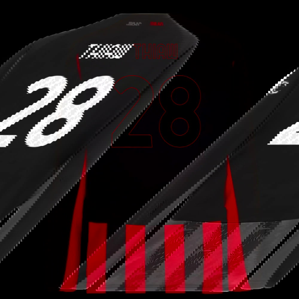 2025-2026 AC Milan Long Sleeve Home Shirt (Thiaw 28)