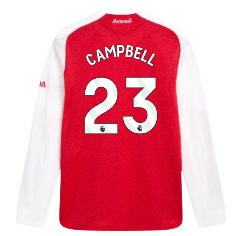 2025-2026 Arsenal Authentic Long Sleeve Home Shirt (Campbell 23)