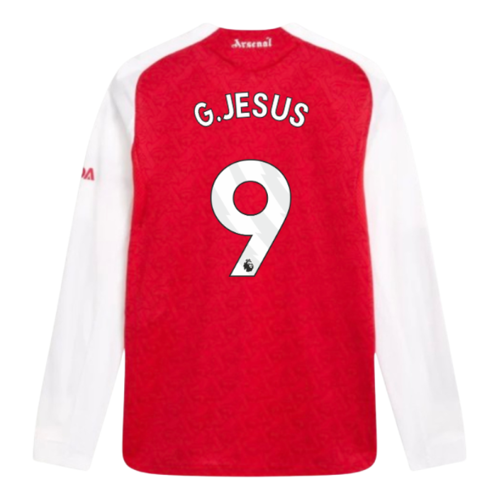 2025-2026 Arsenal Authentic Long Sleeve Home Shirt (G.Jesus 9)
