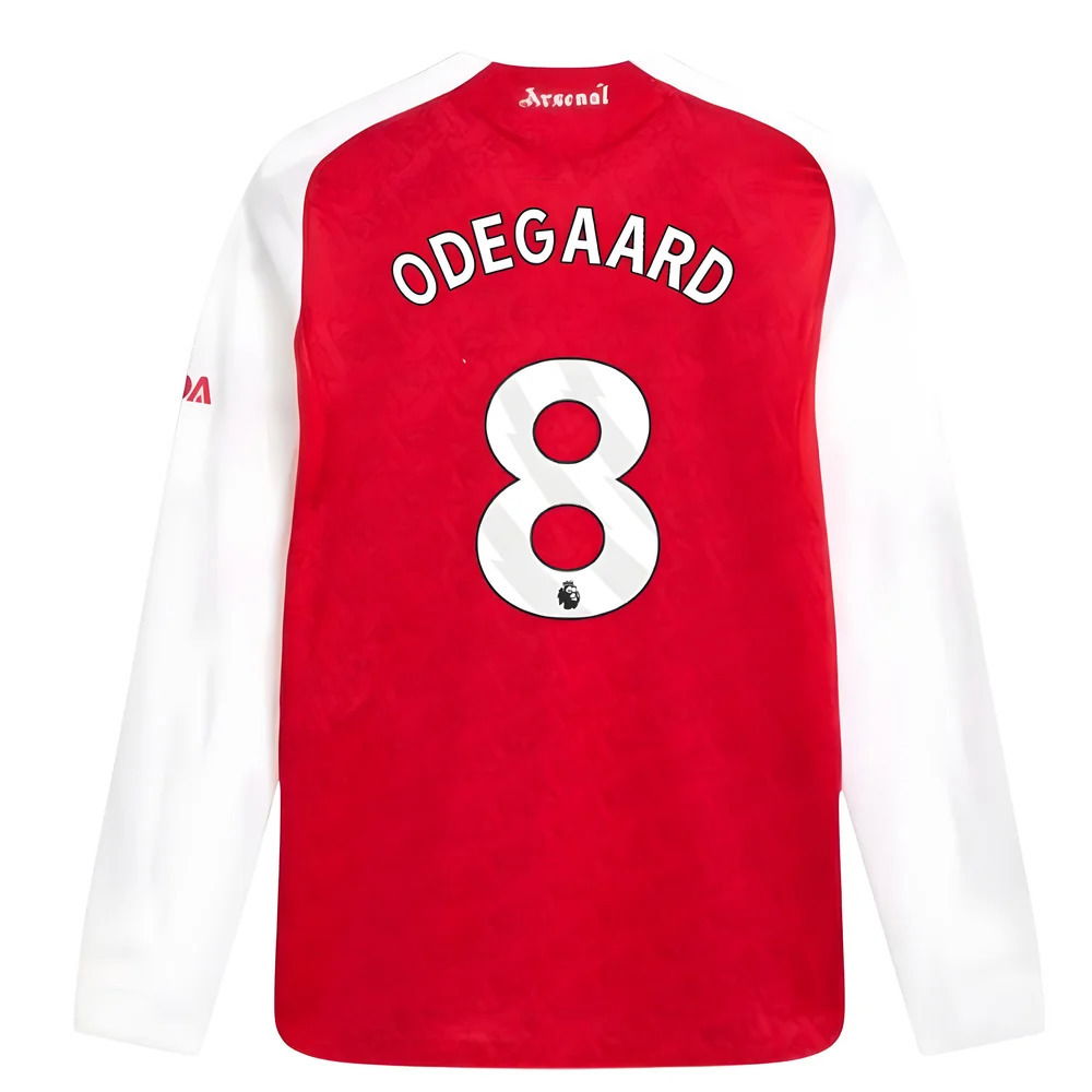 2025-2026 Arsenal Authentic Long Sleeve Home Shirt (Odegaard 8)