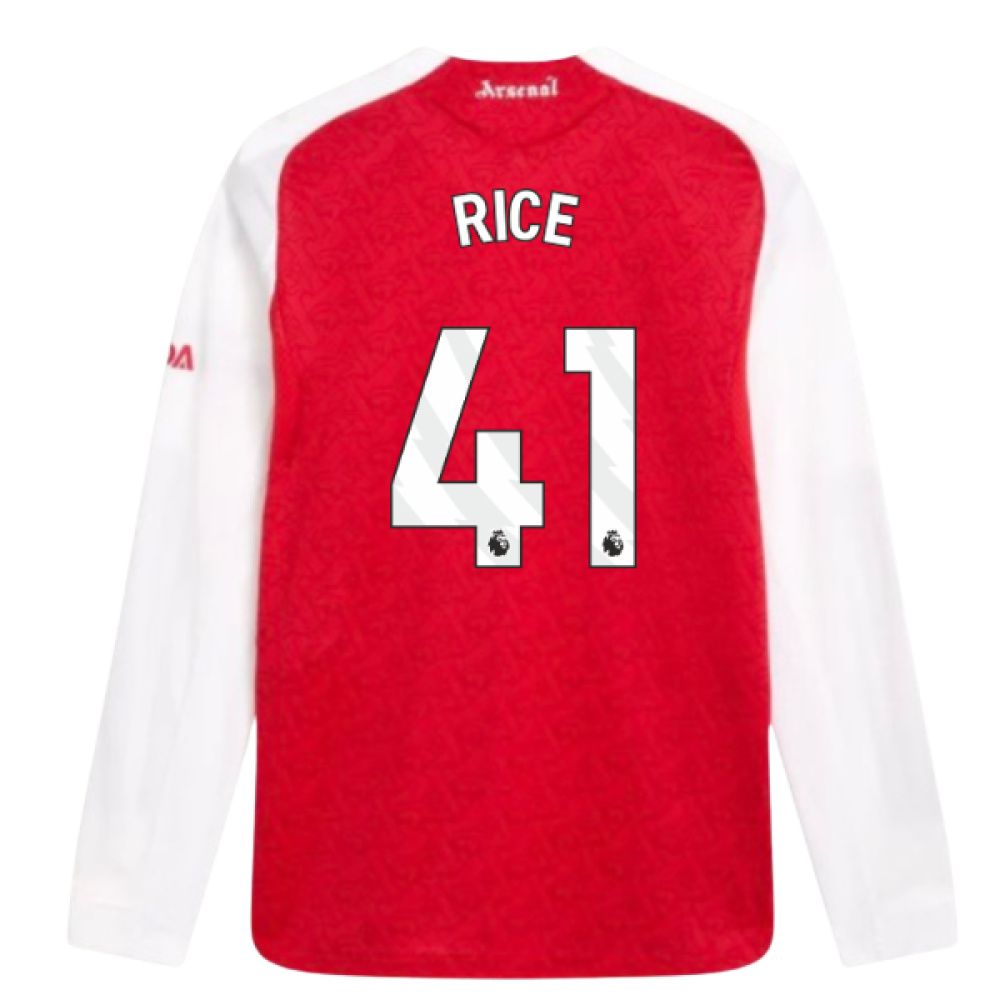 2025-2026 Arsenal Authentic Long Sleeve Home Shirt (Rice 41)