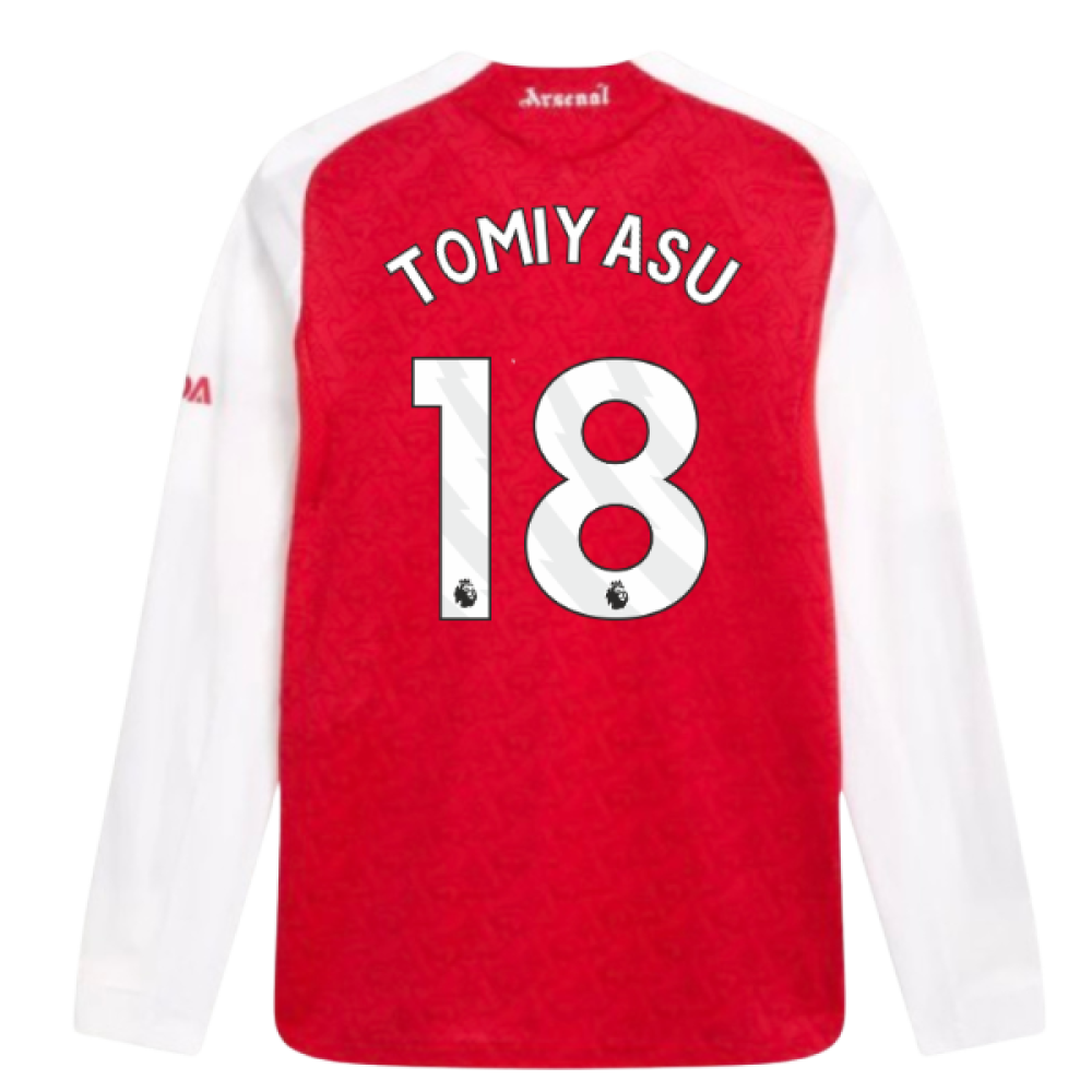 2025-2026 Arsenal Authentic Long Sleeve Home Shirt (Tomiyasu 18)