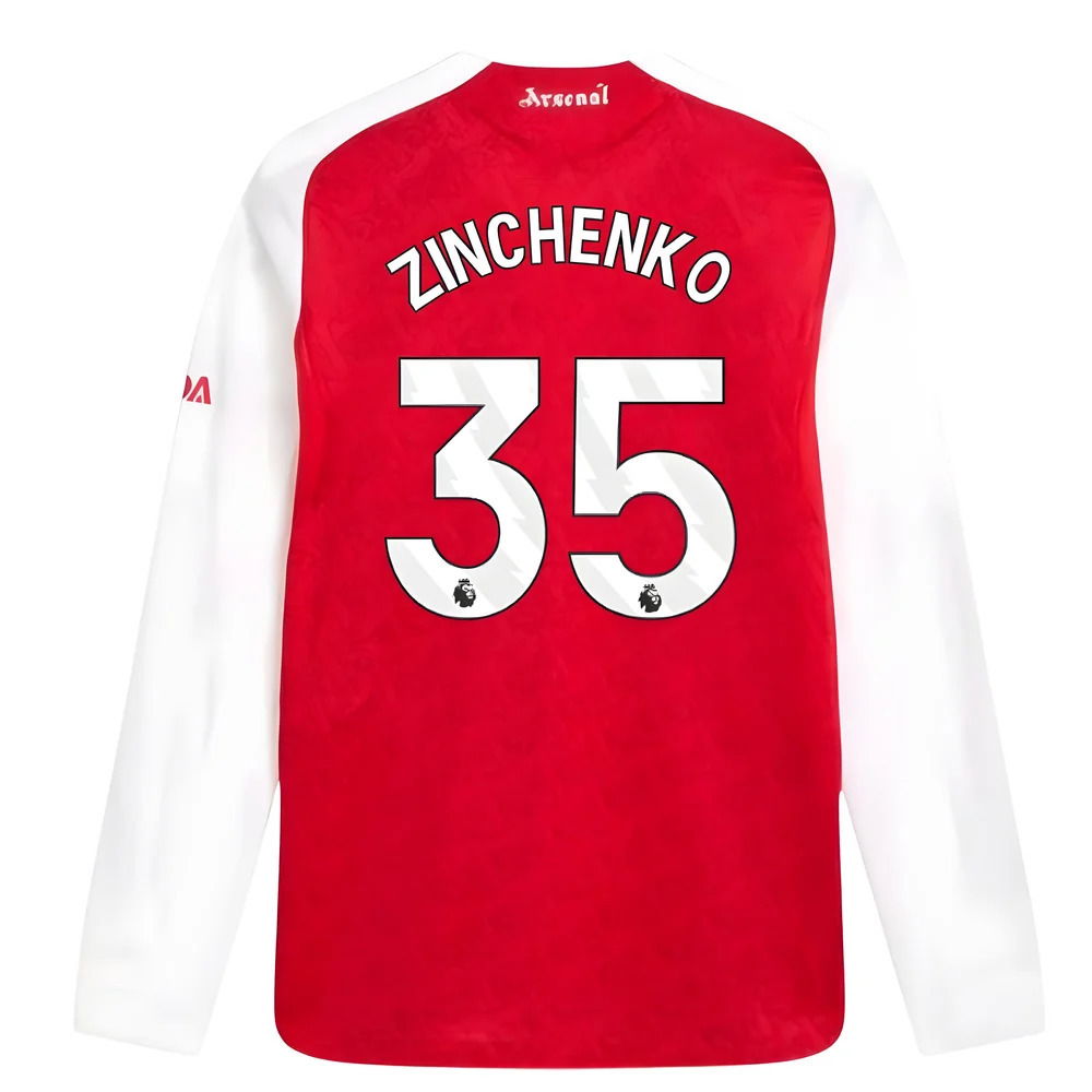 2025-2026 Arsenal Authentic Long Sleeve Home Shirt (Zinchenko 35)