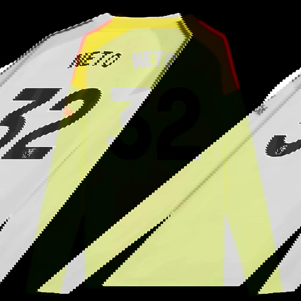 2025-2026 Arsenal Home Goalkeeper Shirt (Yellow) - Kids (Neto 32)