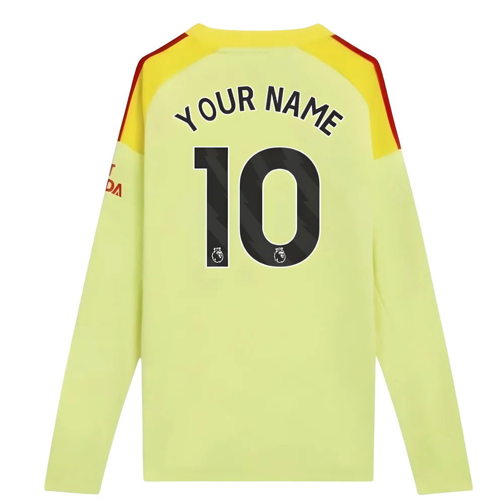 2025-2026 Arsenal Home Goalkeeper Shirt (Yellow) - Kids (Your Name)