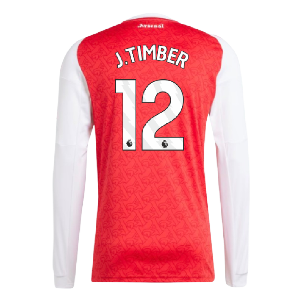2025-2026 Arsenal Long Sleeve Home Shirt (J.Timber 12)