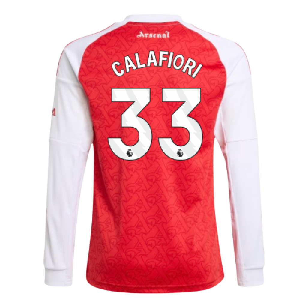 2025-2026 Arsenal Long Sleeve Home Shirt (Kids) (Calafiori 33)