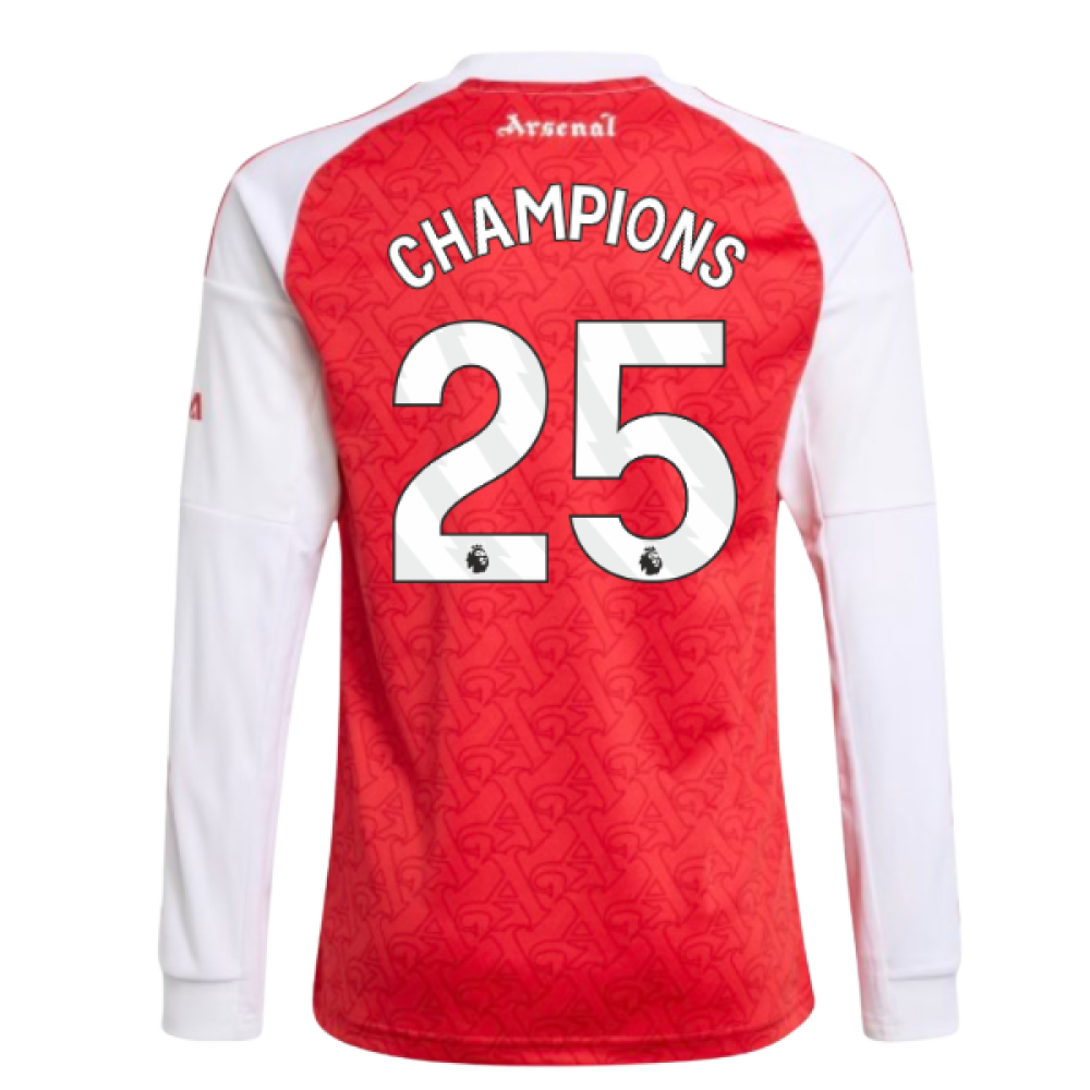 2025-2026 Arsenal Long Sleeve Home Shirt (Kids) (Champions 25)
