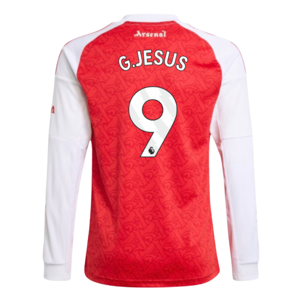 2025-2026 Arsenal Long Sleeve Home Shirt (Kids) (G.Jesus 9)