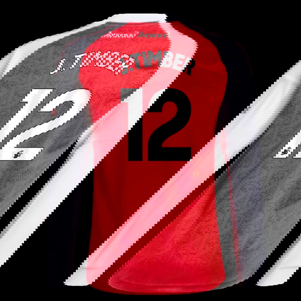 2025-2026 Arsenal Long Sleeve Home Shirt (Kids) (J.Timber 12)