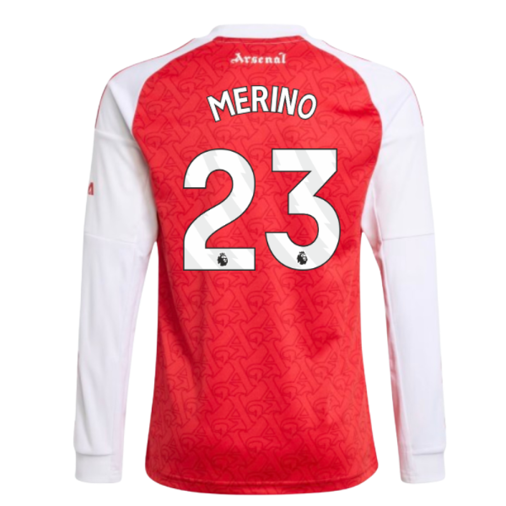 2025-2026 Arsenal Long Sleeve Home Shirt (Kids) (Merino 23)