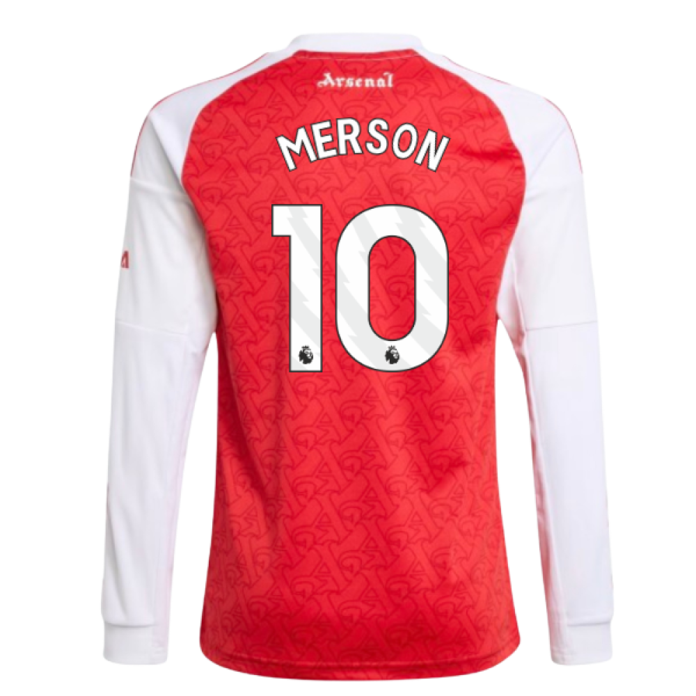 2025-2026 Arsenal Long Sleeve Home Shirt (Kids) (Merson 10)
