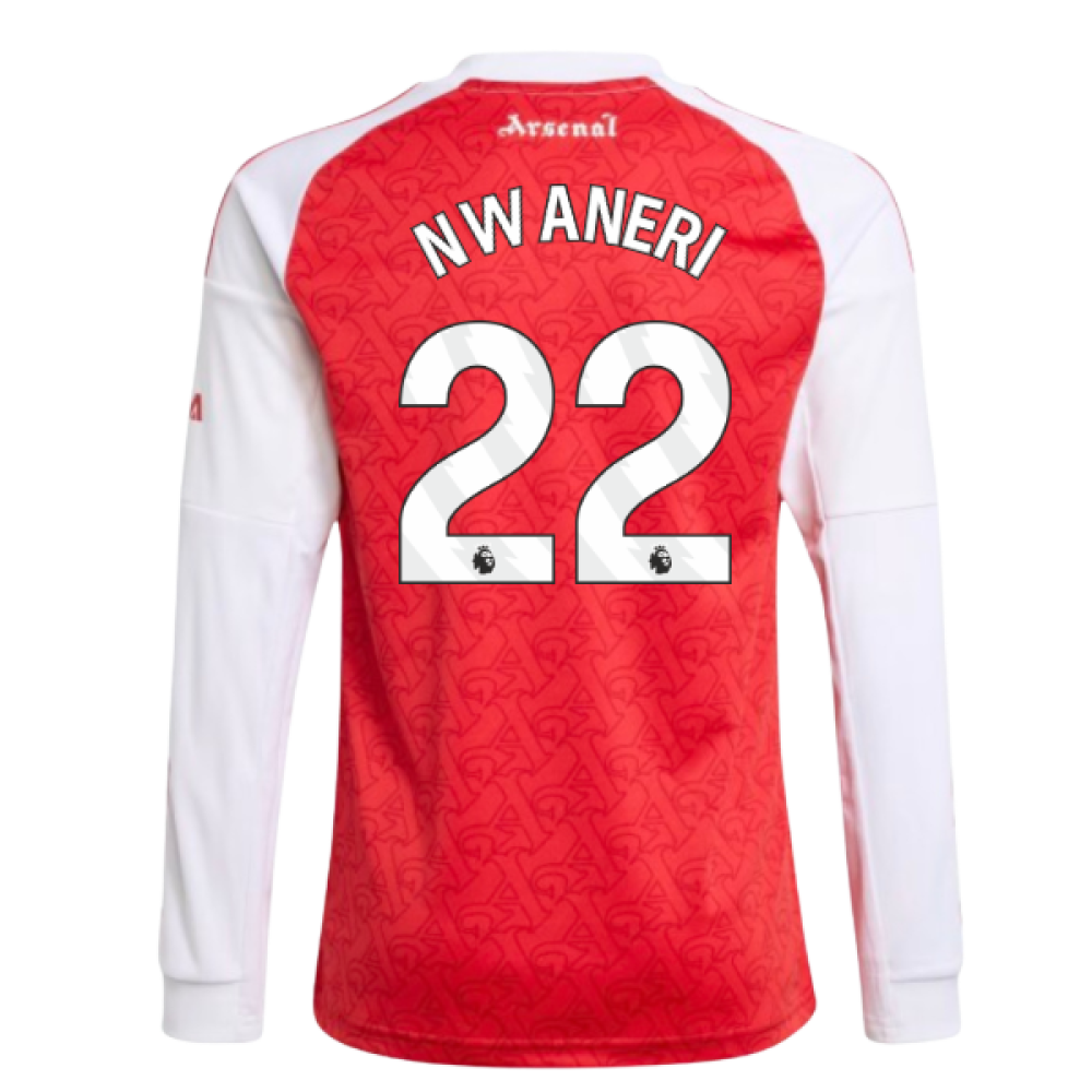 2025-2026 Arsenal Long Sleeve Home Shirt (Kids) (Nwaneri 22)