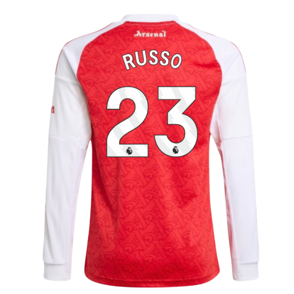 2025-2026 Arsenal Long Sleeve Home Shirt (Kids) (Russo 23)