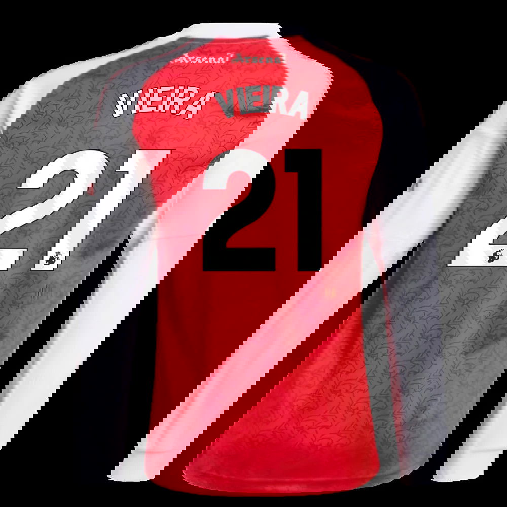 2025-2026 Arsenal Long Sleeve Home Shirt (Kids) (Vieira 21)