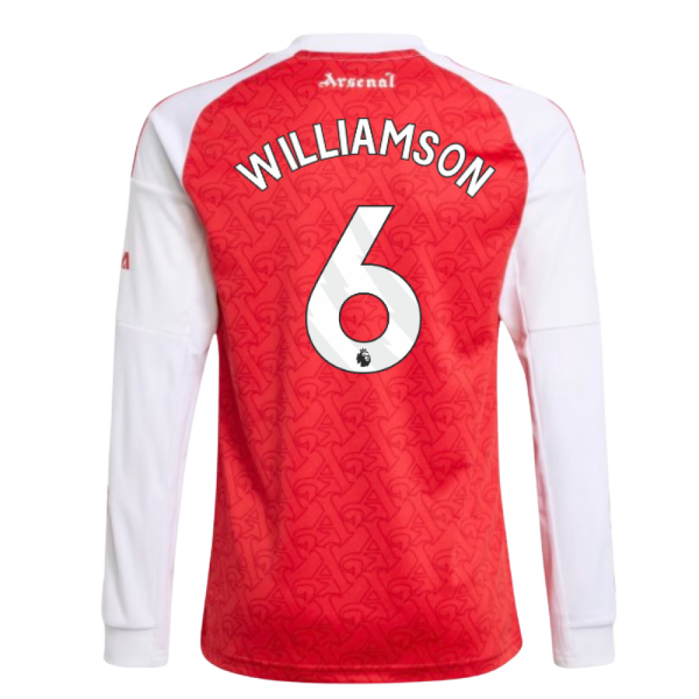 2025-2026 Arsenal Long Sleeve Home Shirt (Kids) (Williamson 6)