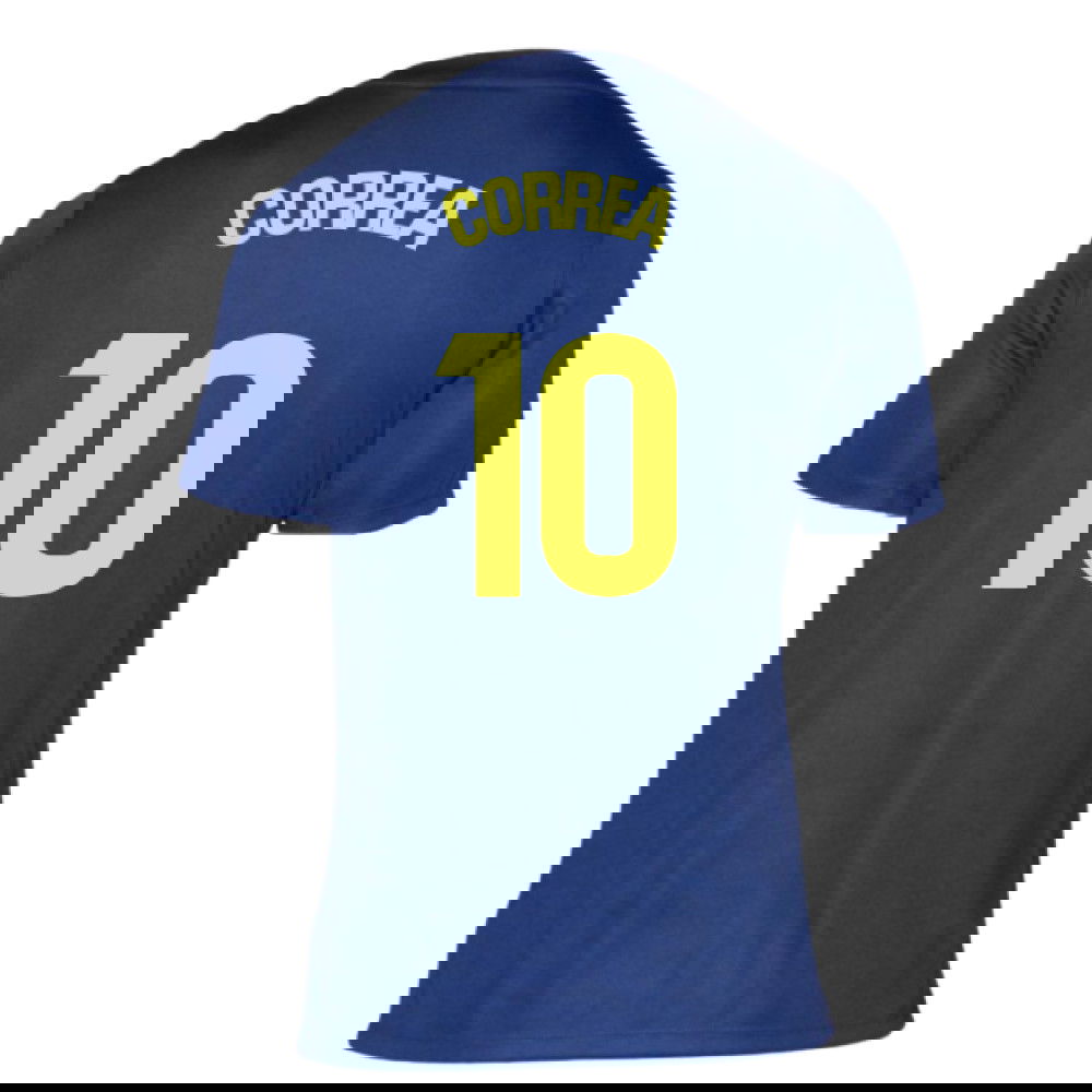 2025-2026 Atletico Madrid Pre-Match Shirt (Blue-Yellow) (Correa 10)